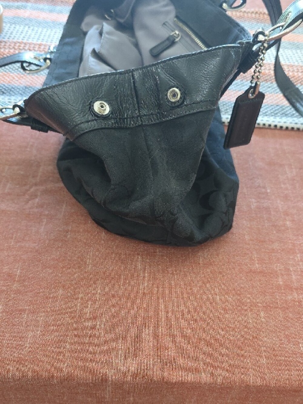 Coach Black Signature Shoulder Tote - Picture 7 of 12
